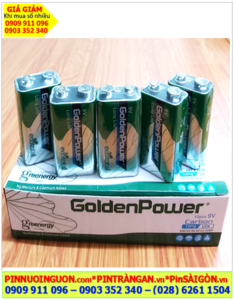 COMBO 01HỘP=10viên Pin 9v GoldenPower G6F22, 6F22 Greenergy chính hãng _Giá chỉ 75.000/Hộp 10viên